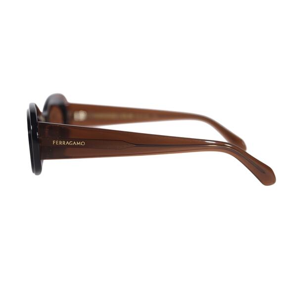 Salvatore Ferragamo Narrow Oval Womens Sunglasses - Brown / Brown - NWT - Picture 3 of 8